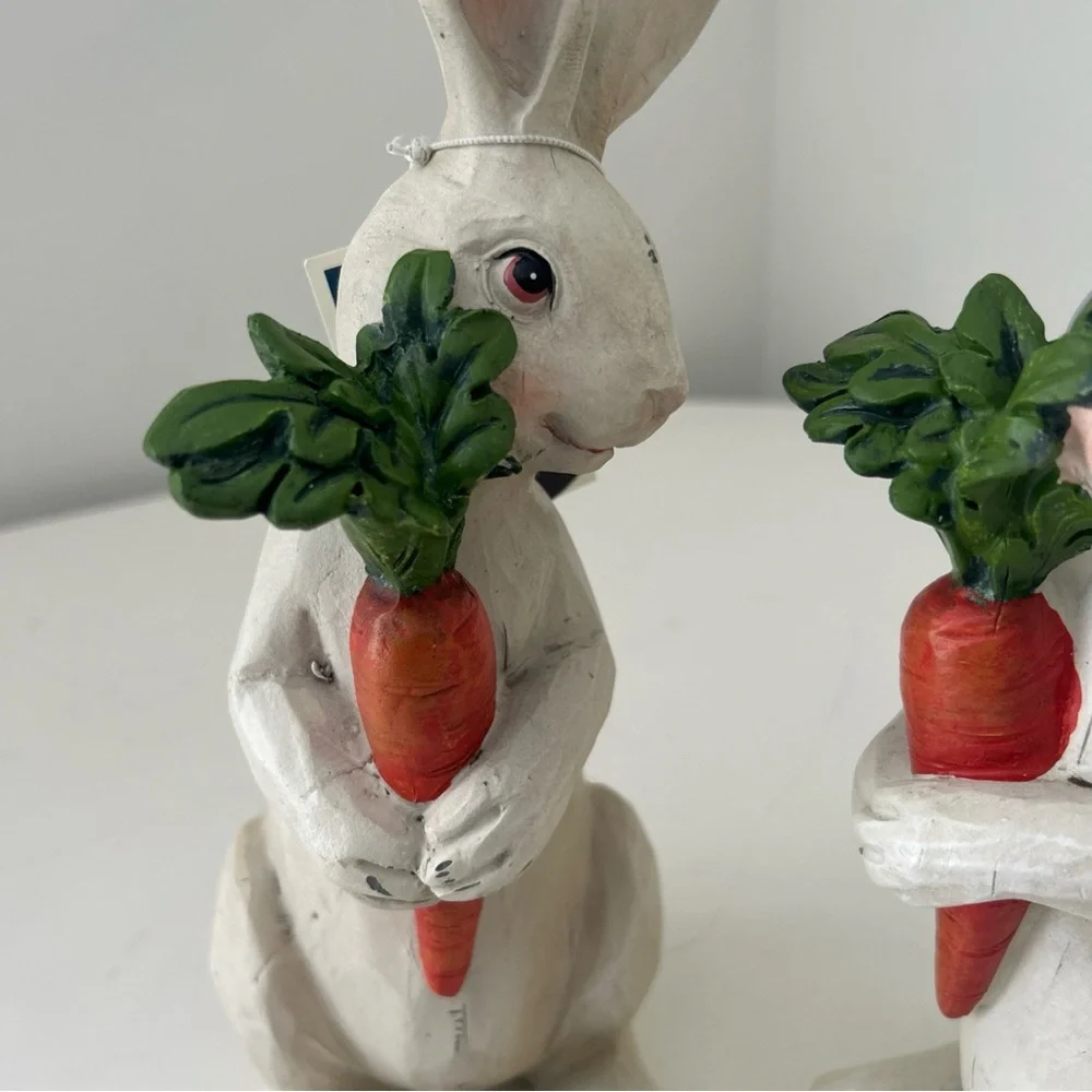 White Bunny Figurines with Carrots by Martha Stewart Set of 2 - Picture 5 of 9